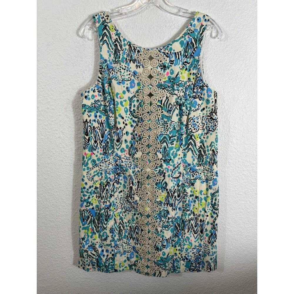 Lilly Pulitzer‎ Ember See Oat Escapades Shift Dress 14 Everglades Gold Lace